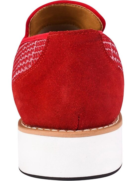 LIBERTYZENO Men\'s Red Canvas Textile Suede Leather Loafer Tuxedo Slip On Shoes main image 6